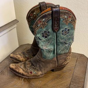 Vintage distressed Dan Post Bluebird Boots sz 9